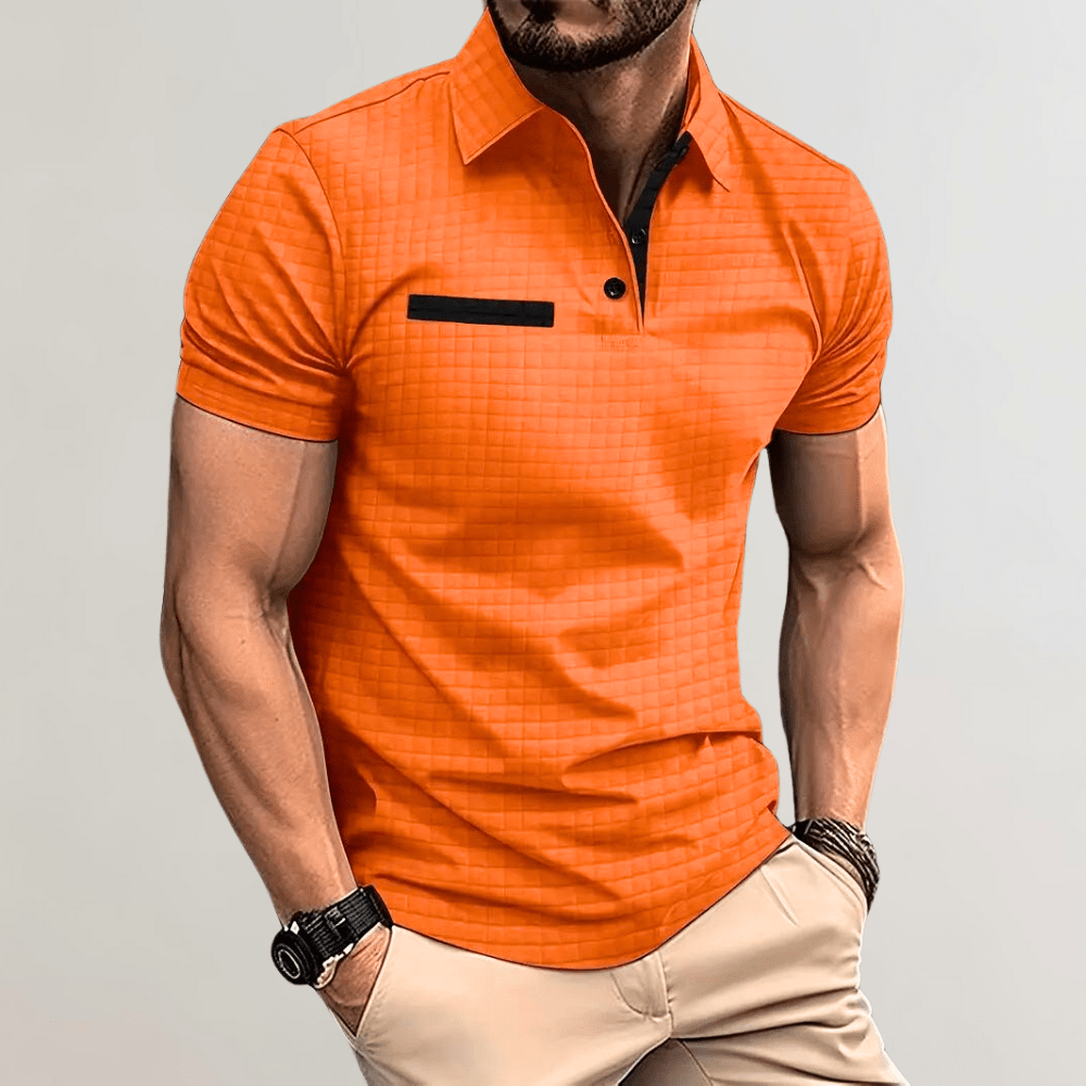 Levoire | Polo Homme Polo T-shirt Confortable Coton Décontracté Mode Style Classique Orange