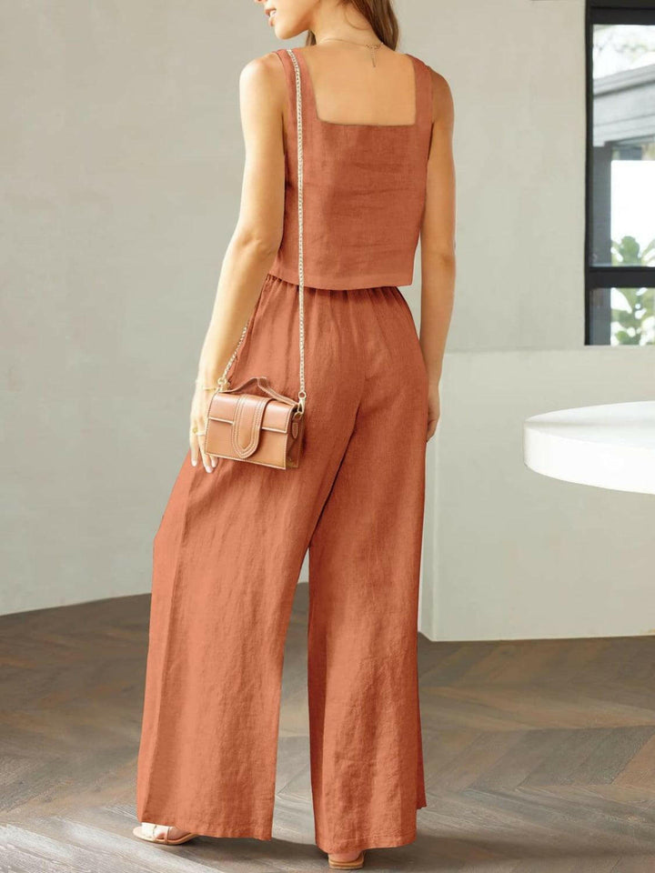 Levoire | Top À Encolure Carrée Tendance Et Ensemble De Pantalons Larges
