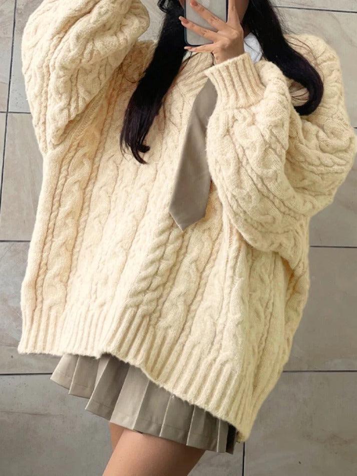 Levoire | Pull Décontracté À Col En V Design Torsadé