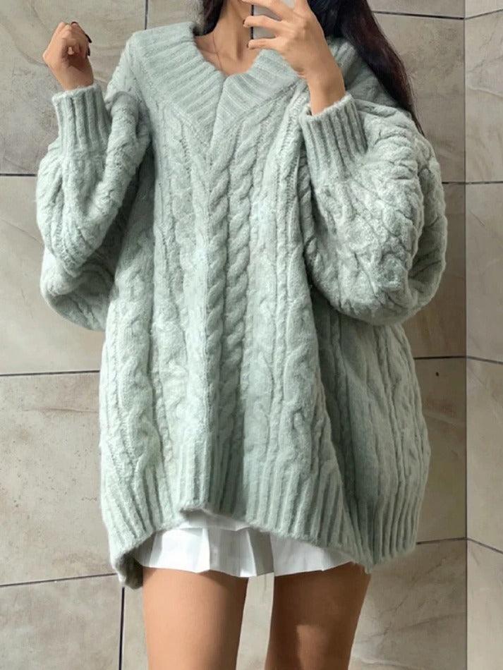Levoire | Pull Décontracté À Col En V Design Torsadé