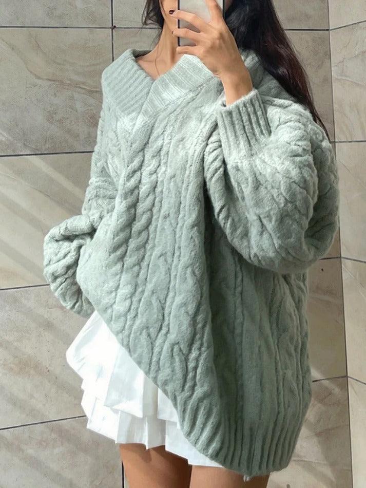 Levoire | Pull Décontracté À Col En V Design Torsadé
