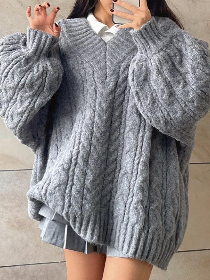 Levoire | Pull Décontracté À Col En V Design Torsadé