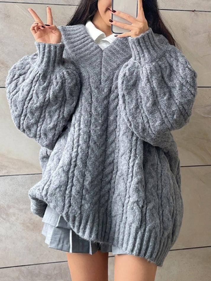 Levoire | Pull Décontracté À Col En V Design Torsadé