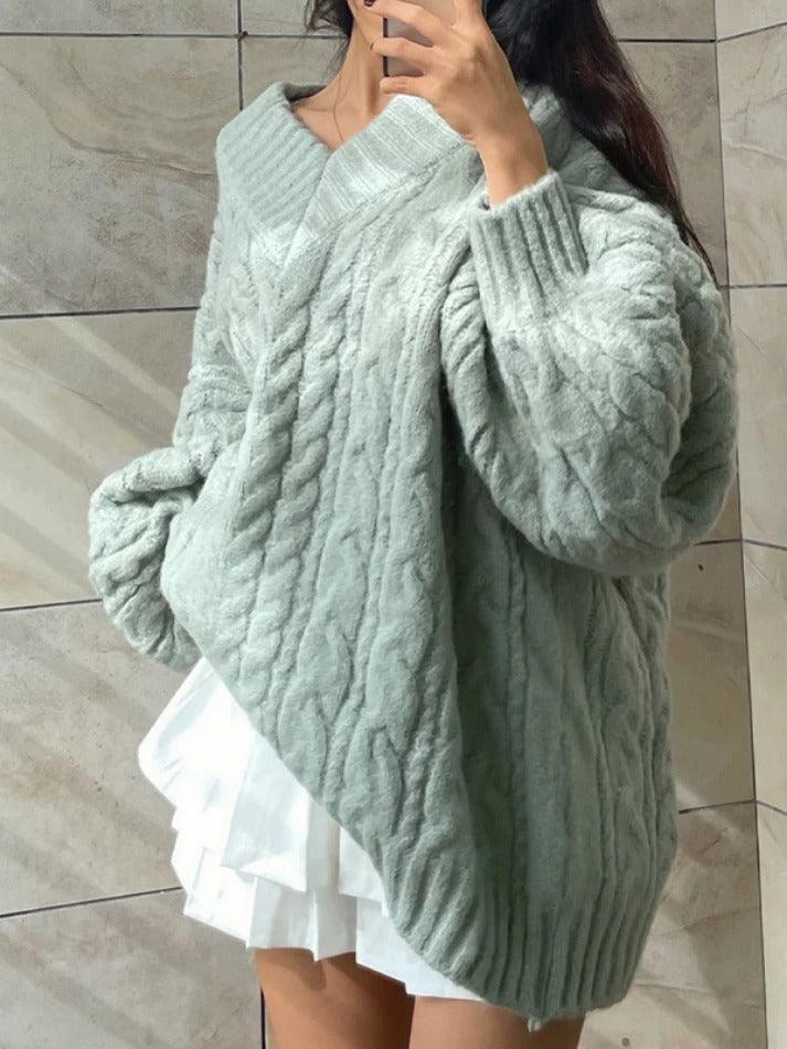 Levoire | Pull Décontracté À Col En V Design Torsadé