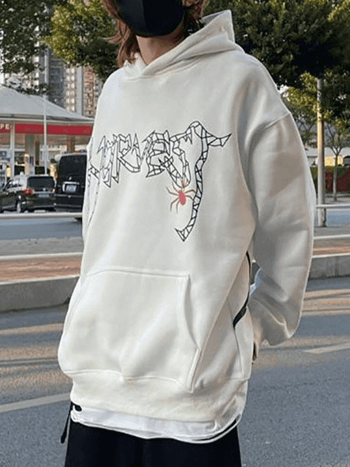 Levoire | Unisexe Coupe Lâche Sweat À Capuche Graphique Toile D'Araignée