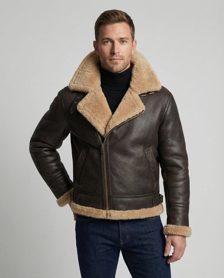Luxus en peau de mouton pilote jacket