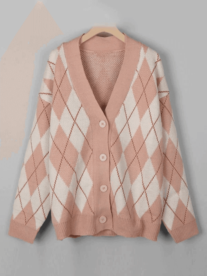 Levoire | Décolleté Jacquard À Motif Losange Cardigan