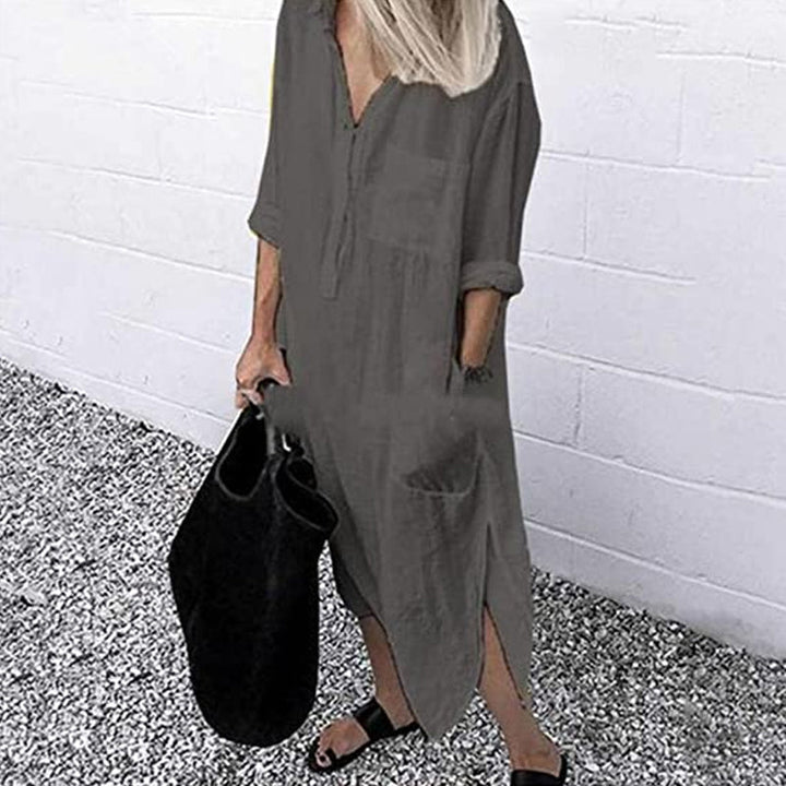 Levoire | Robe Chemise À Manches Longues Pour Femmes Gris