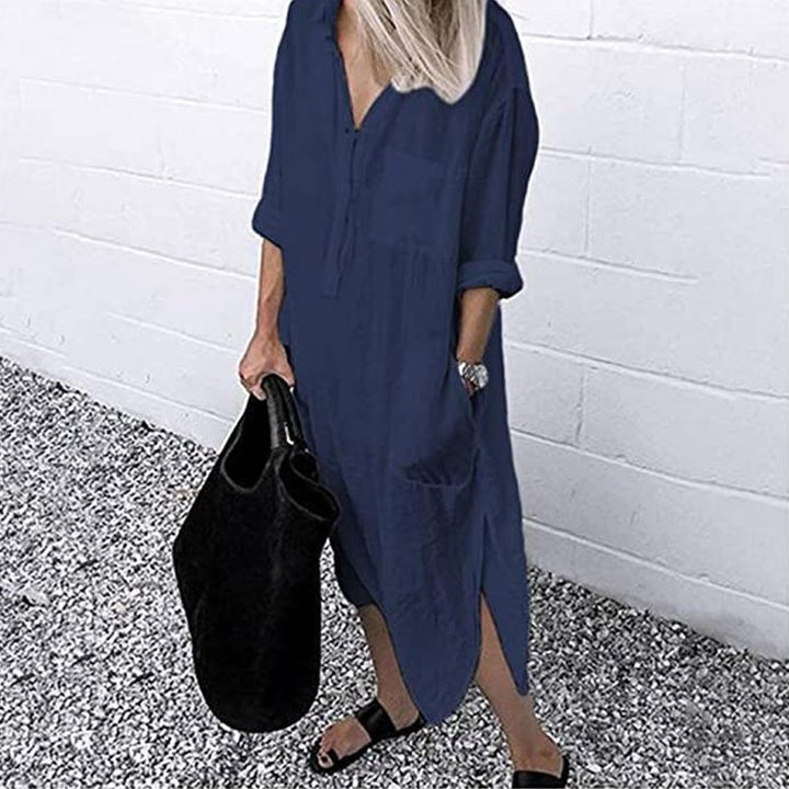 Levoire | Robe Chemise À Manches Longues Pour Femmes Bleu marine