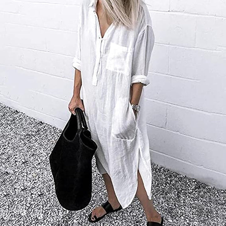 Levoire | Robe Chemise À Manches Longues Pour Femmes Blanc
