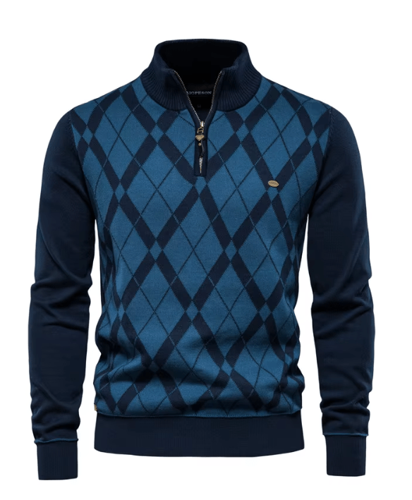 Levoire | Pull Homme À Zip Bleu