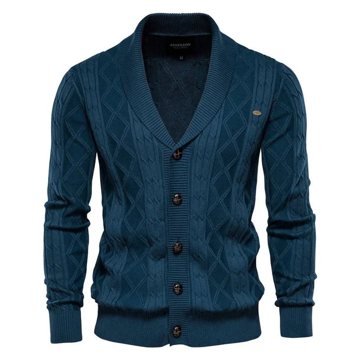 Levoire | Veste Pour Homme En Maille Avec Boutons Bleu