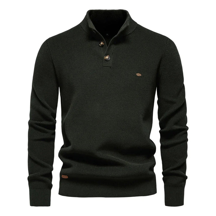 Levoire | Pull Homme Avec Design À Boutons Vert foncé