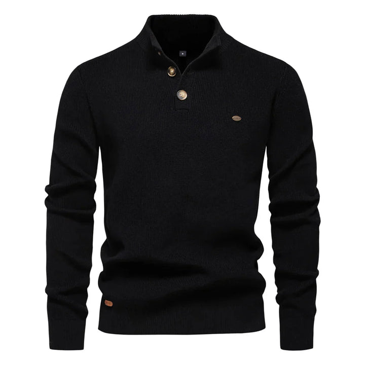 Levoire | Pull Homme Avec Design À Boutons Noir