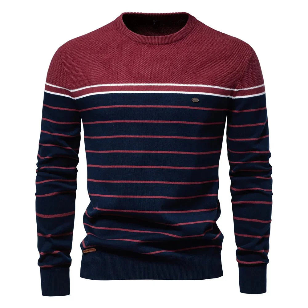 Levoire | Pull Homme Avec Motif Rayé Rot