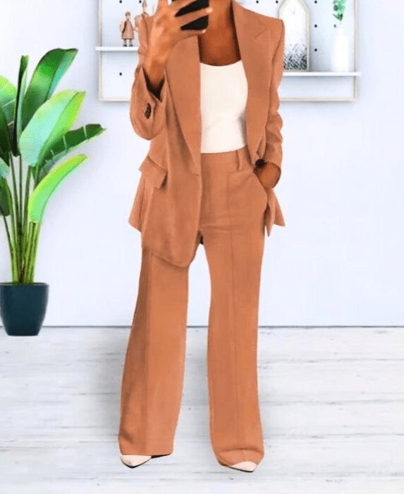 Levoire | Blazer Femme Confortable & Chic Ensemble de Blazer Tenue Décontractée & Formelle Braun