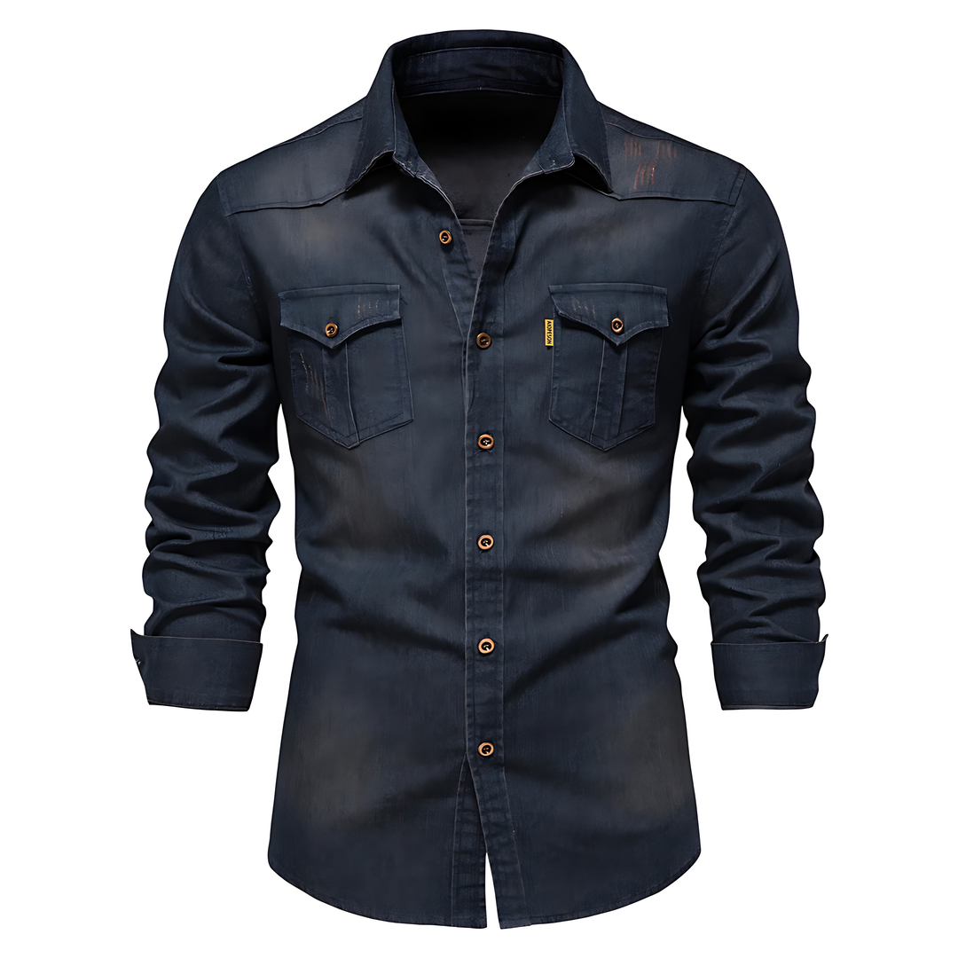 Levoire | Chemise En Denim De Coton Pour Hommes Bleu foncé