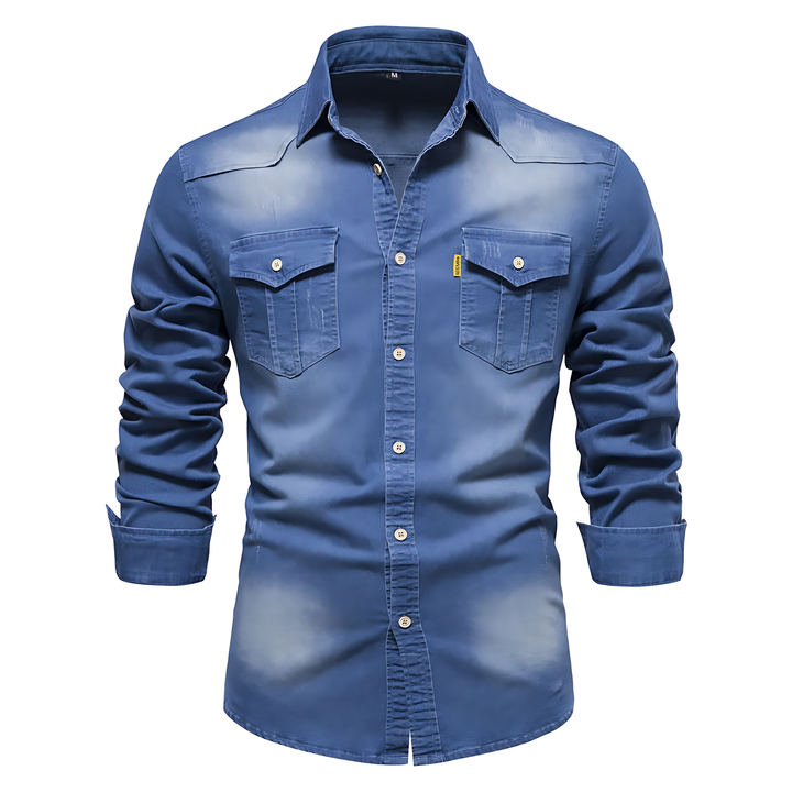 Levoire | Chemise En Denim De Coton Pour Hommes Bleu