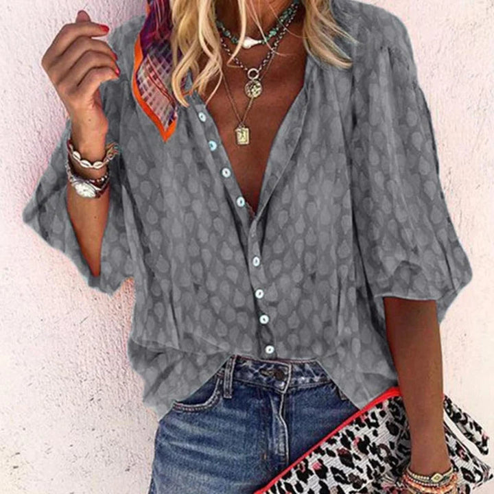 Levoire | Chemise Relaxed Confortable Avec Bouton Gris