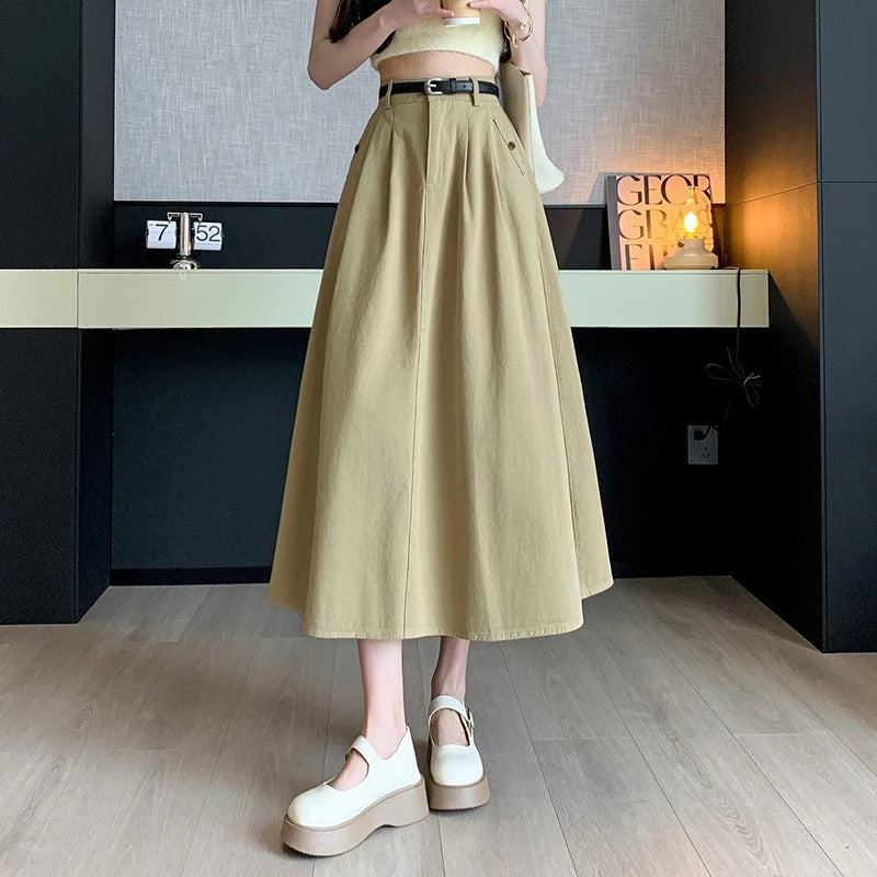 Levoire | Jupe Maxi Élégante À Boutons Kaki