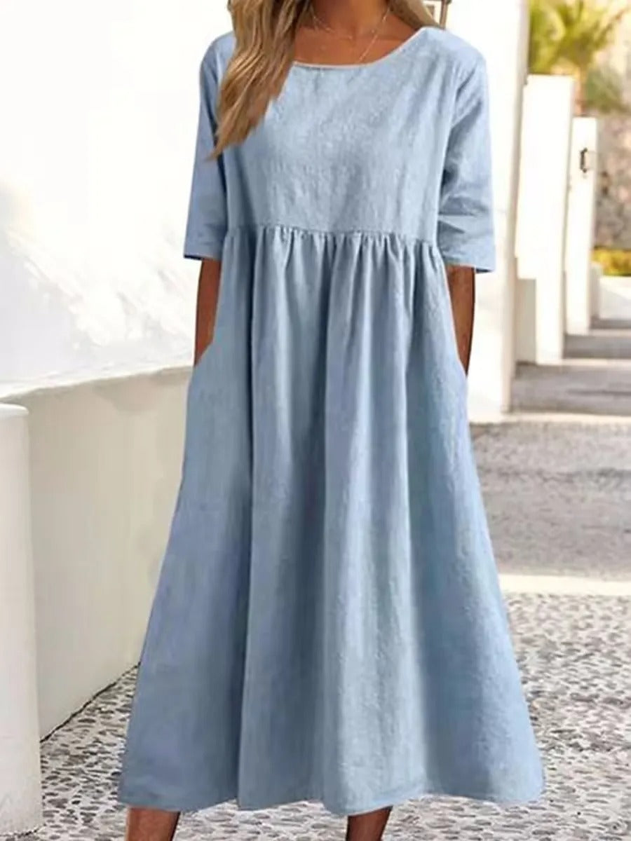 Levoire | Robe À Manches Courtes Pour - Femmes - Midi Bleu