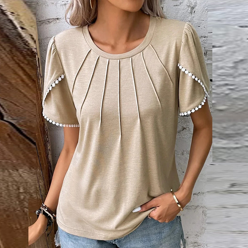 Levoire | Rento Short Sleeve Shirt With Round Neck And Casual Fit Khaki