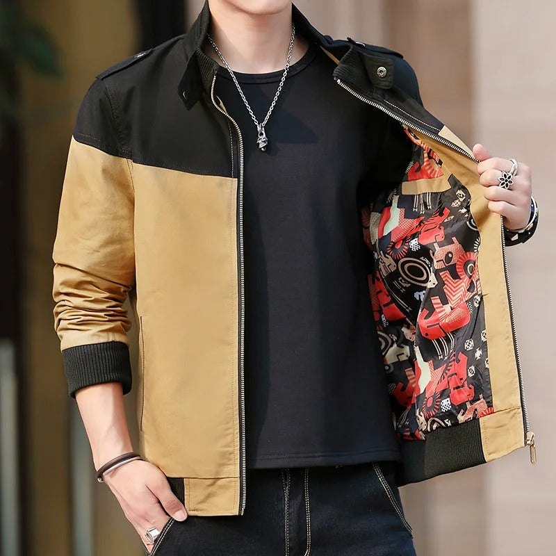 Levoire | Veste Stylée Avec Détails Aux Épaules Beige Noir