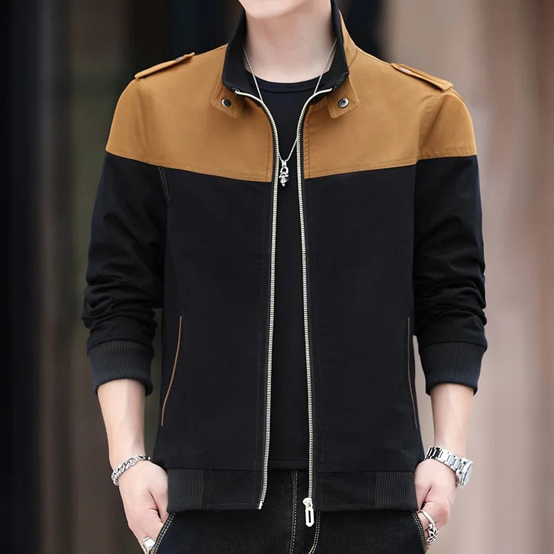 Levoire | Veste Stylée Avec Détails Aux Épaules Marron Noir