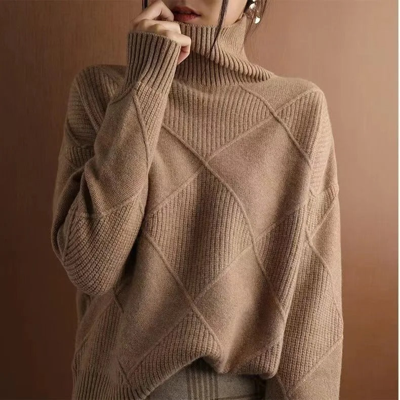 Levoire | Pull Pour Femmes Avec Col Roulé En Cachemire Braun