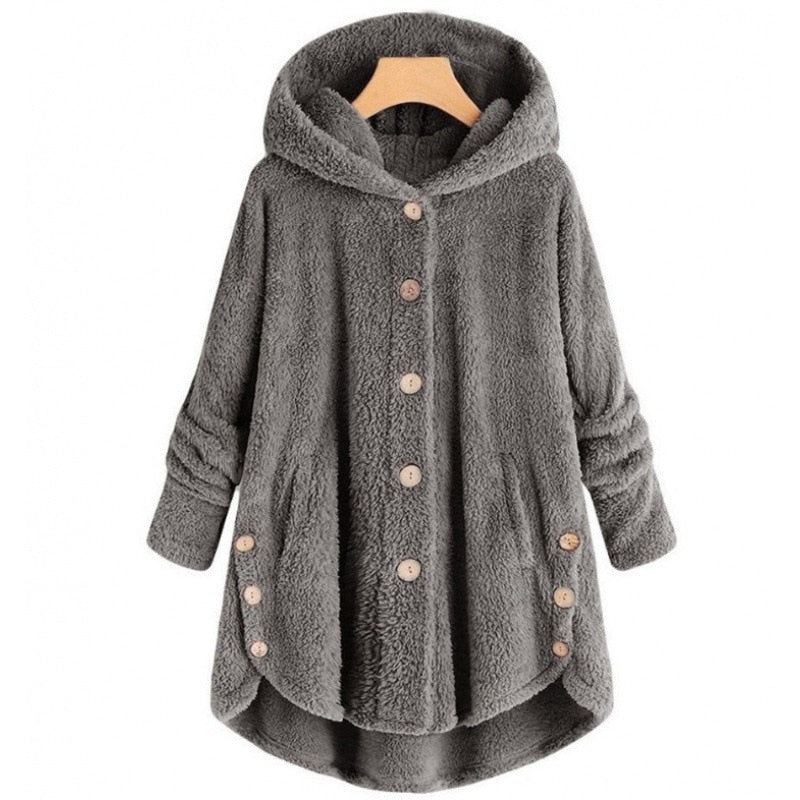 Levoire | Veste En Fleece Chaude Et Confortable À Mi-Longue Avec Capuche Gris foncé
