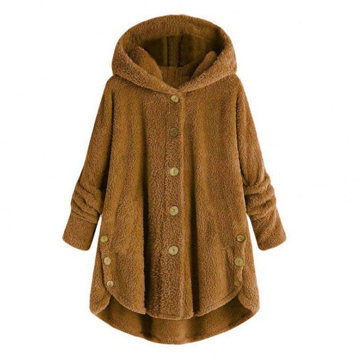 Levoire | Veste En Fleece Chaude Et Confortable À Mi-Longue Avec Capuche Gingembre