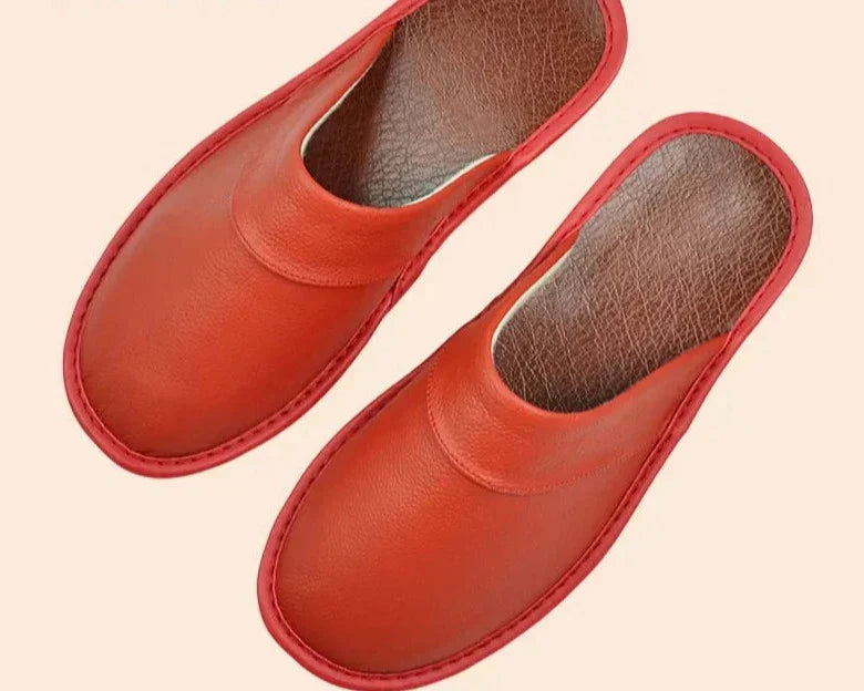Levoire | Pantoufles En Cuir À Enfiler Pour Hommes Rot