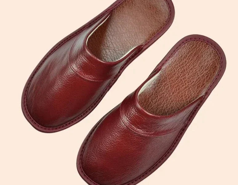 Levoire | Pantoufles En Cuir À Enfiler Pour Hommes Vin rouge