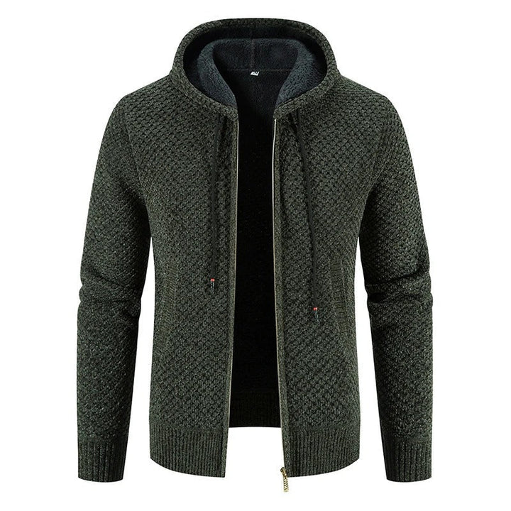 Levoire | Veste En Tricot Élégante Avec Capuche Et Doublure En Polaire Pour Hommes Vert