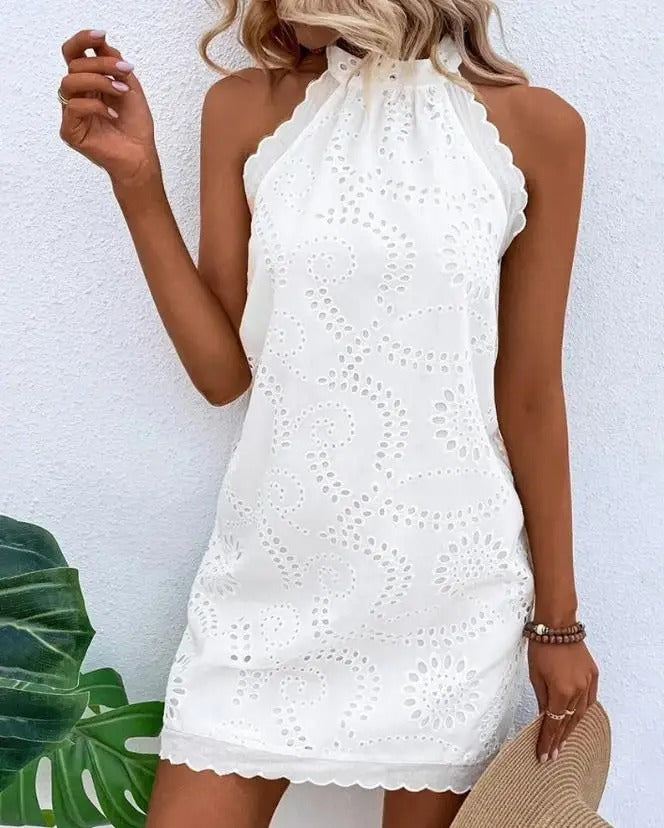 Levoire | Robe D'Été En Dentelle Sans Manches Blanc