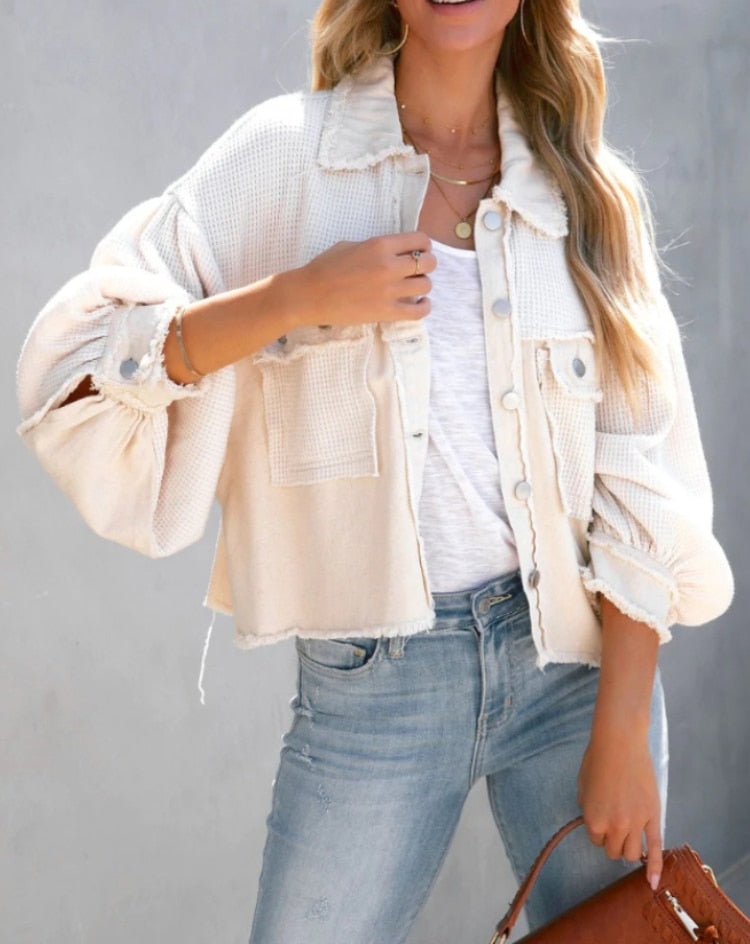 Levoire | Veste Moderne Pour Femmes En Velours Côtelé Dans Des Couleurs Pastel Abricot