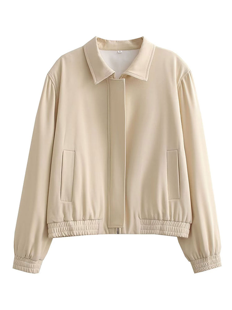 Levoire | Veste De Transition Tendance Décontractée Grande Taille Avec Col Pour Femmes Abricot