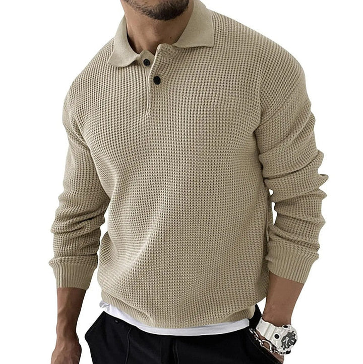 Levoire | Polo Pour Hommes Long À Manches Luxe Premium Beige