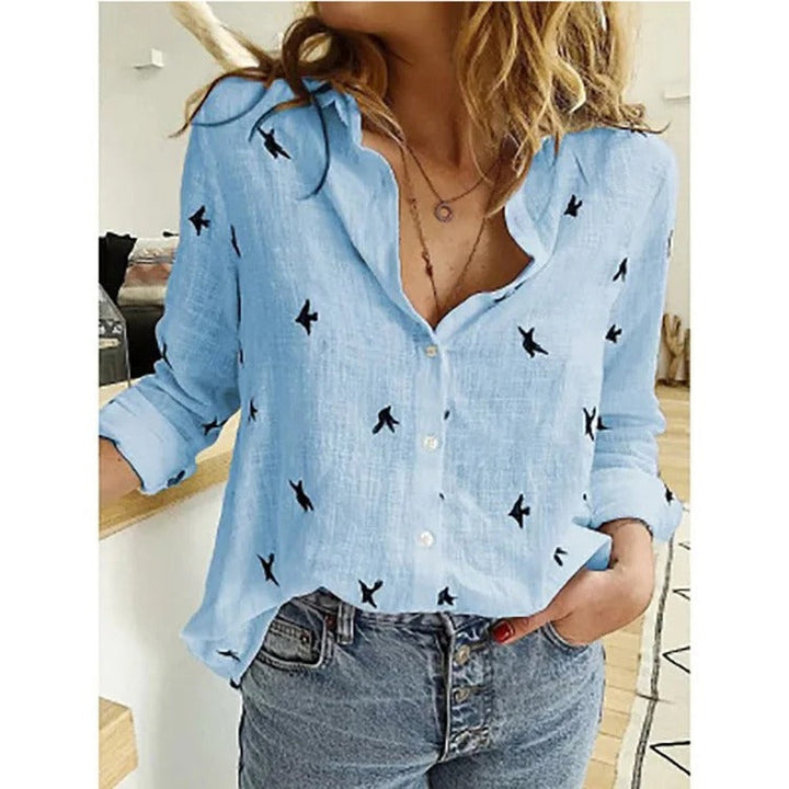 Levoire | Chemisier En Coton Élégant Avec Fermeture À Boutons Pour Femmes Bleu-Noir