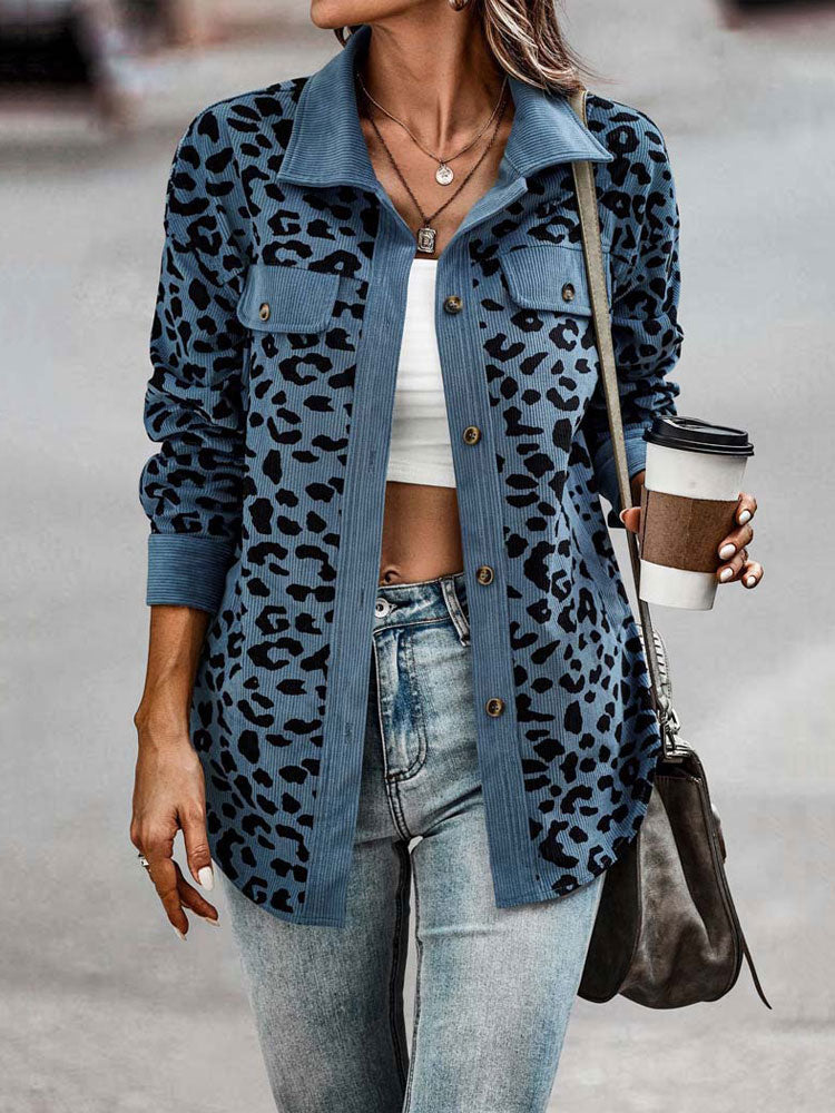 Levoire | Veste De Transition Tendance Avec Motif Léopard Bleu