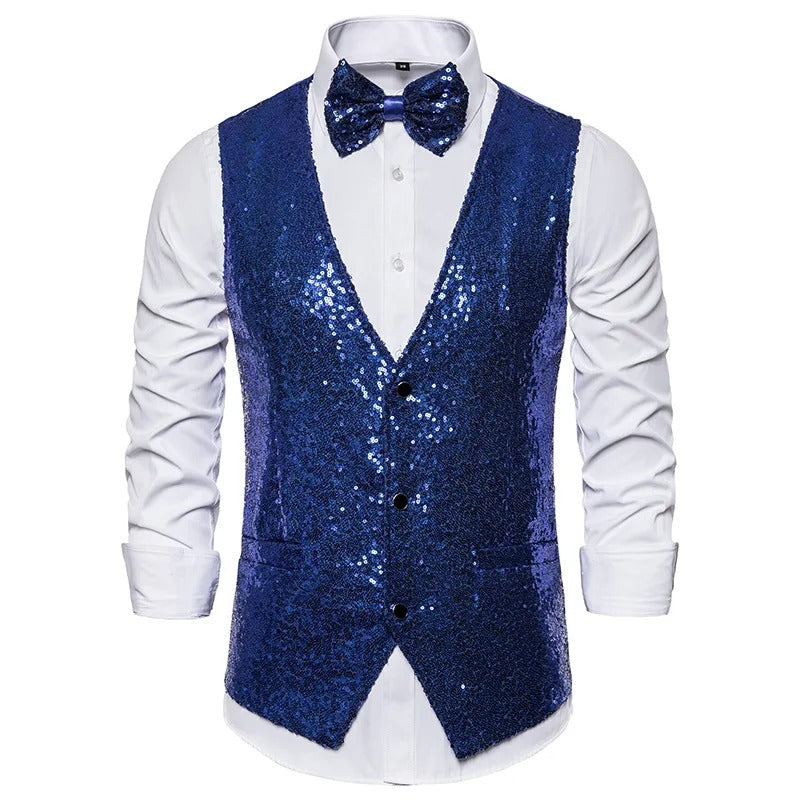 Levoire | Gilet À Paillettes Pour Hommes Pour Les Fêtes Bleu