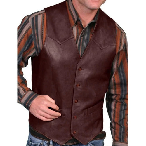 Levoire | Gilet Classique Western Aspect Cuir Vintage Gilet Pour Hommes