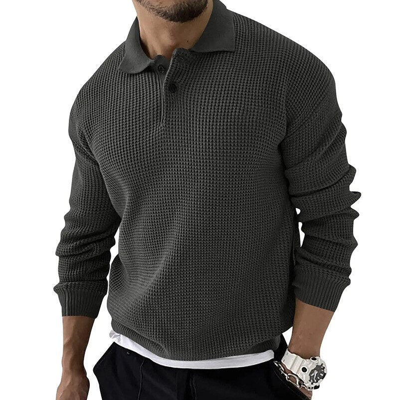 Levoire | Polo Pour Hommes Long À Manches Luxe Premium Gris foncé