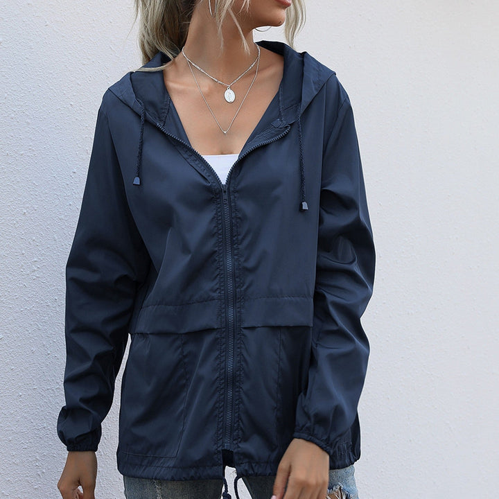 Levoire | Veste De Pluie Décontractée Coupe-Vent Avec Capuche Pour Femmes Bleu foncé