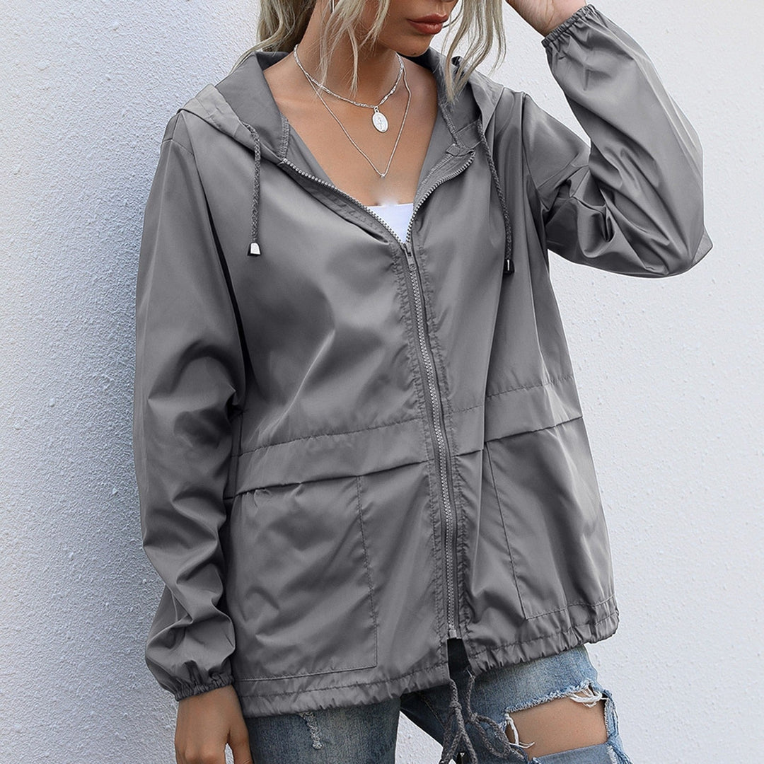 Levoire | Veste De Pluie Décontractée Coupe-Vent Avec Capuche Pour Femmes Gris foncé