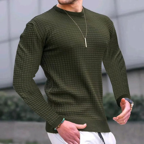 Levoire | Pull Décontracté À Carreaux Élégant Avec Col Rond Pour Hommes, Musclefit