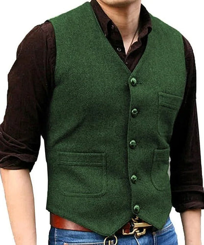 Levoire | Style Classique Élégant Gilet Sans Manches Vintage En Tweed Pour Hommes