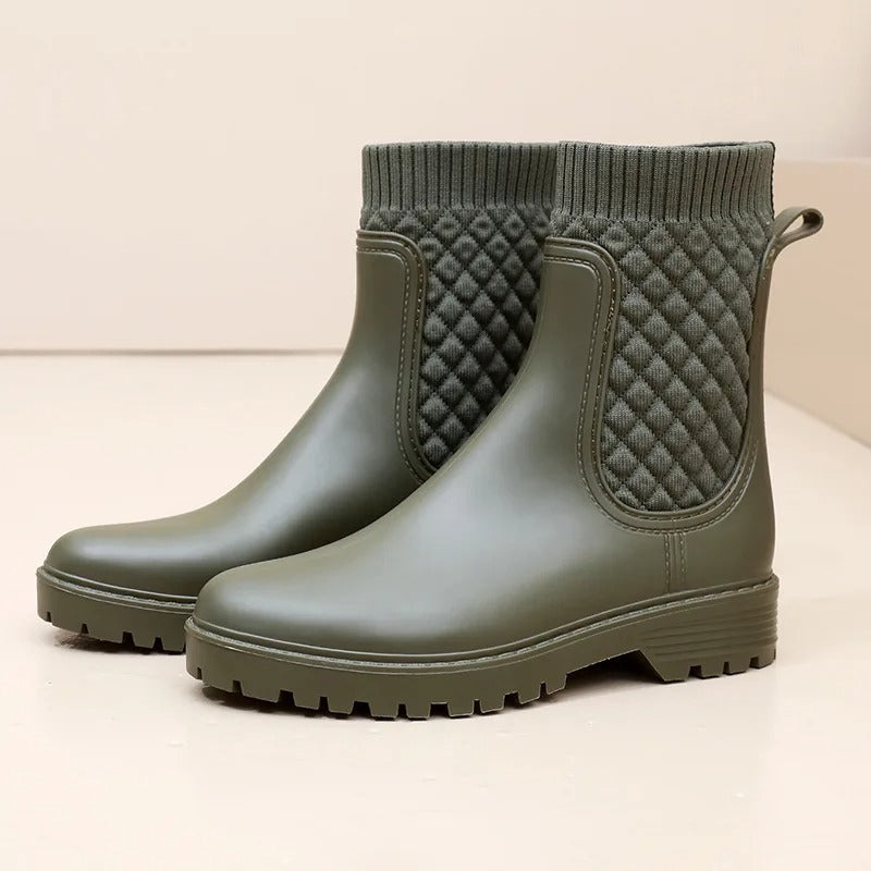 Levoire | Bottes En Caoutchouc Imperméables Luxueuses Et Confortables Pour Femmes Robe tissée verte