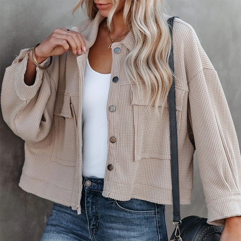 Levoire | Veste Courte Confortable Et À La Mode Pour Femmes Khaki
