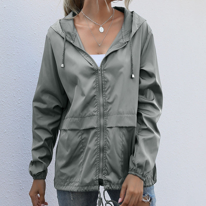 Levoire | Veste De Pluie Décontractée Coupe-Vent Avec Capuche Pour Femmes Gris clair